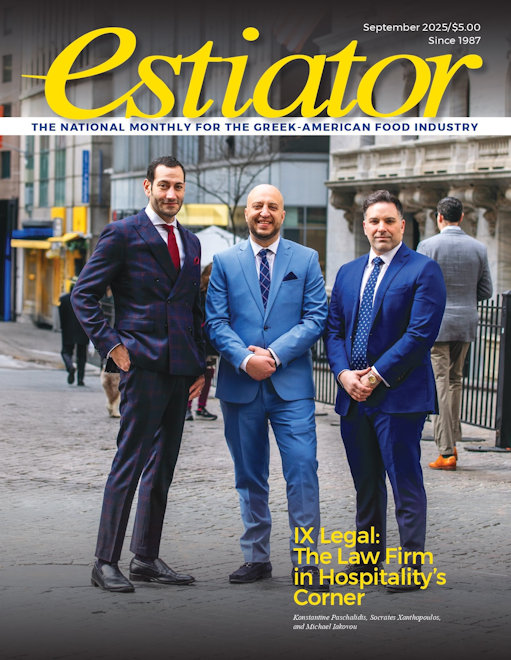 Estiator Magazine cover featuring Konstantine Paschalidis and IX Legal